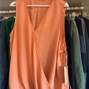Peach Sleeveless Wrap Blouse
